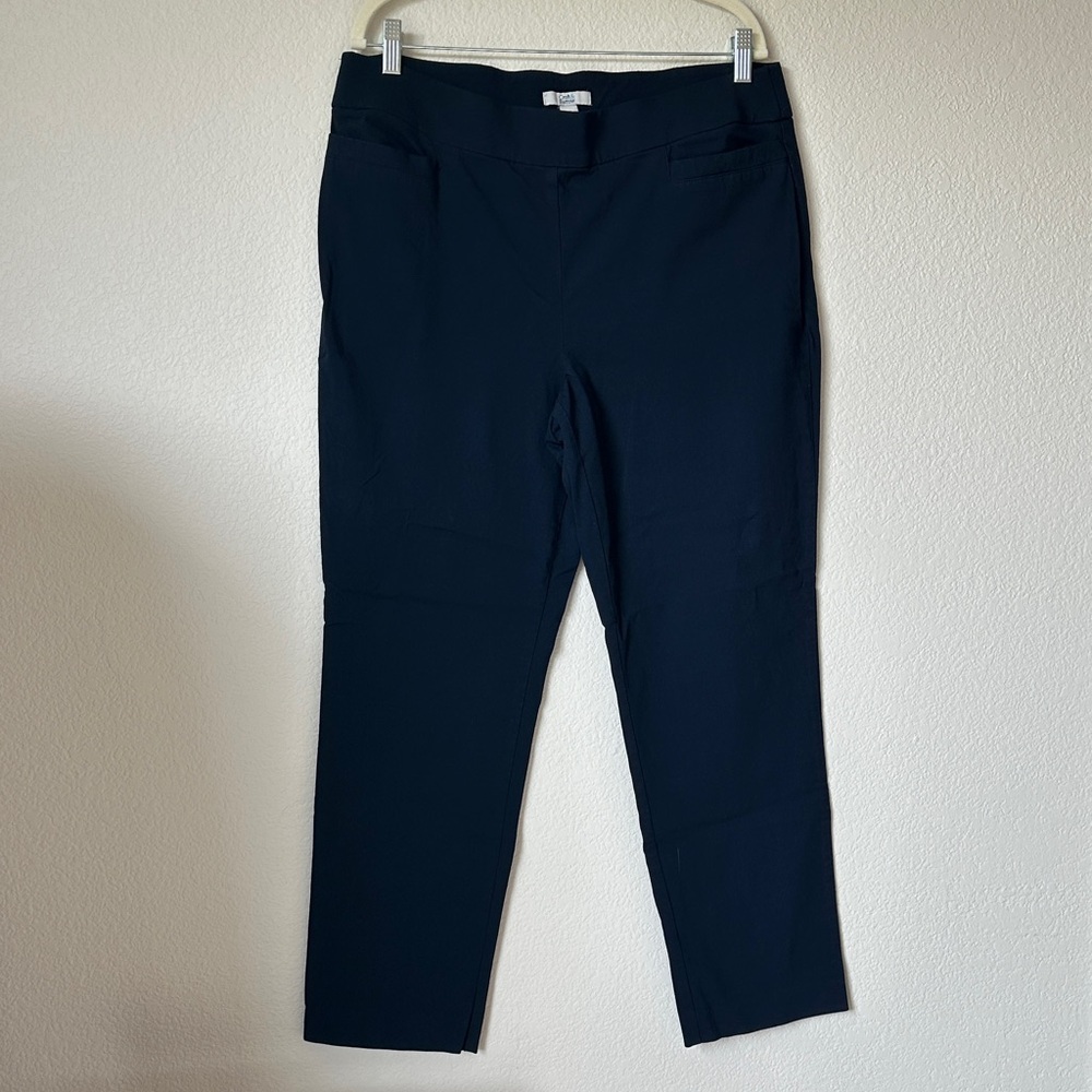 Croft & Barrow Navy Pull On Pants Straight Leg Career Office Size 14